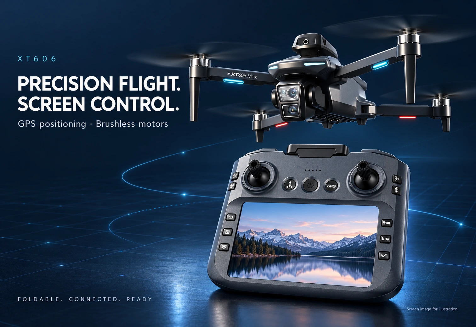 XT606 Brushless Drone with Screen Controller